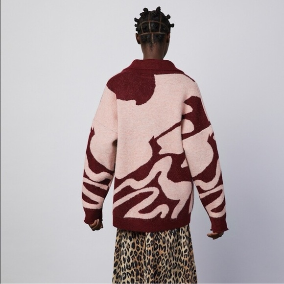 Free People Dansom Madder Oversized Chunky Abstract Cardigan Sweater 12 Large - Picture 11 of 16